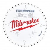 Пильный диск для циркулярной пилы по дереву 165 x 15.87  x 1.6 x 40 Milwaukee (скошенные зубья)