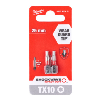 Упаковка насадок Milwaukee Shockwave TX10 25 мм (2 шт), (4932430871)