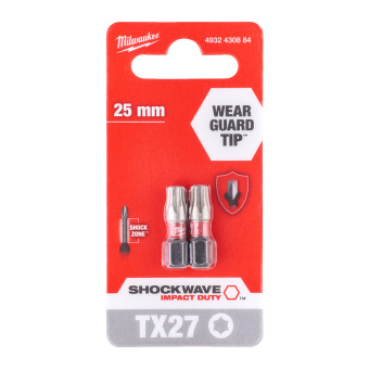 Упаковка насадок Milwaukee Shockwave TX27 25 мм (2 шт), (4932430884)