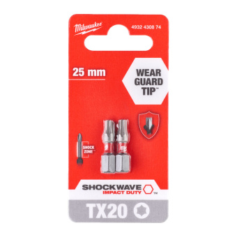 Упаковка насадок Milwaukee ShockwaveTX20 25 мм (2 шт), (4932430874)