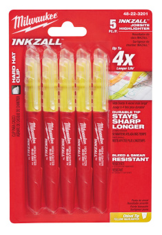 Маркер Inkzall Milwaukee текстовыделитель Желтый (5 шт)