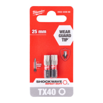 Упаковка насадок Milwaukee Shokwave TX40 25 мм (2 шт), (4932430884)